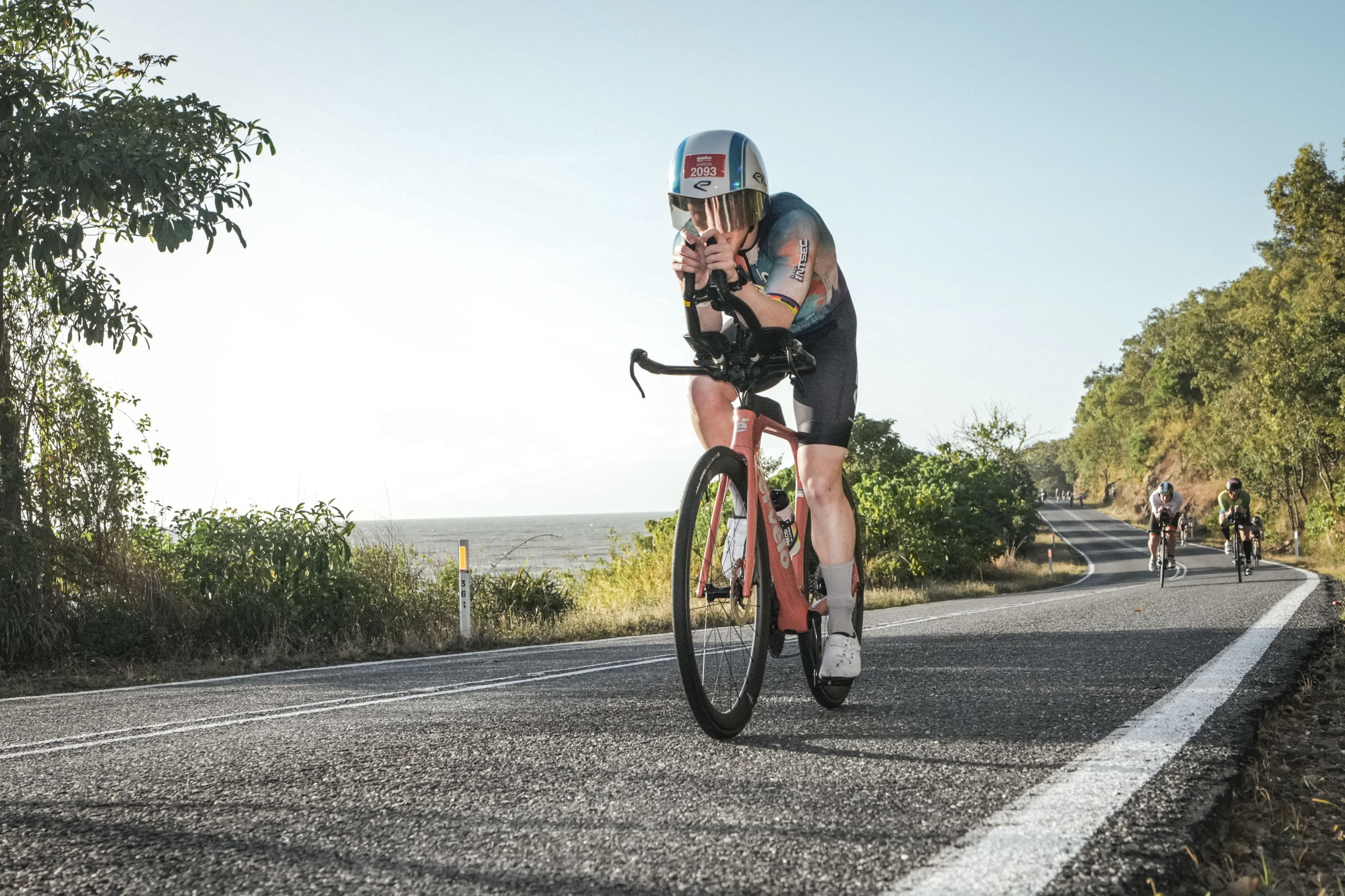 Aaron Imbach aero on the bike leg of IRONMAN 70.3 Cairns